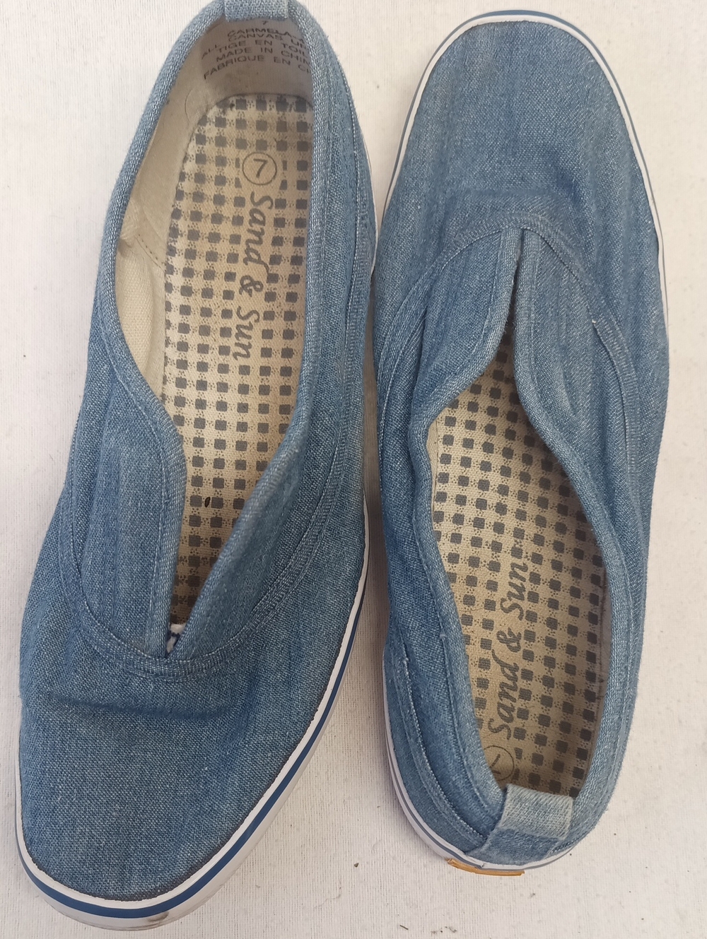 Sand & Sun Women's Denim Slip-On Sneakers in Blue